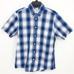 Brooks Brothers Mens Plaid Casual Shirt Medium Blue Plaid Cotton Regent Fit EUC